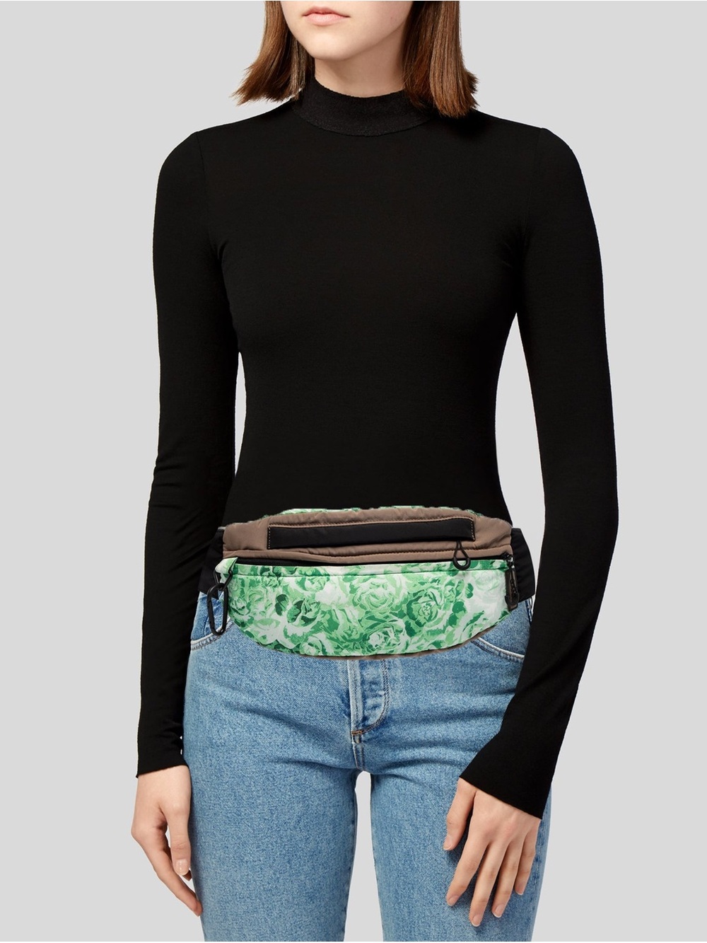 GANNI Printed Floral Green Tech Nylon Belt Bag Fanny Pack - Excellent Condition